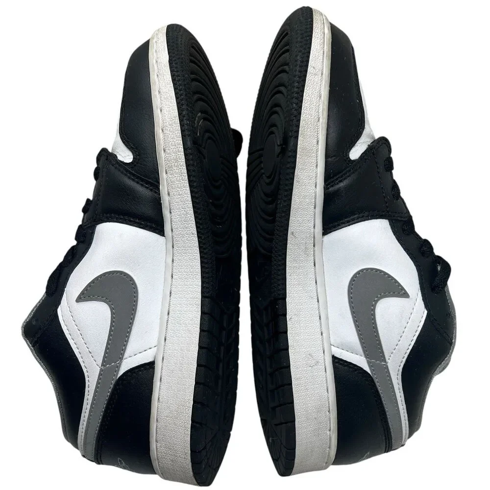 Nike Air Jordan 1 Low‎ GS Youth 6.5Y Black White Gray Leather 553560-040
